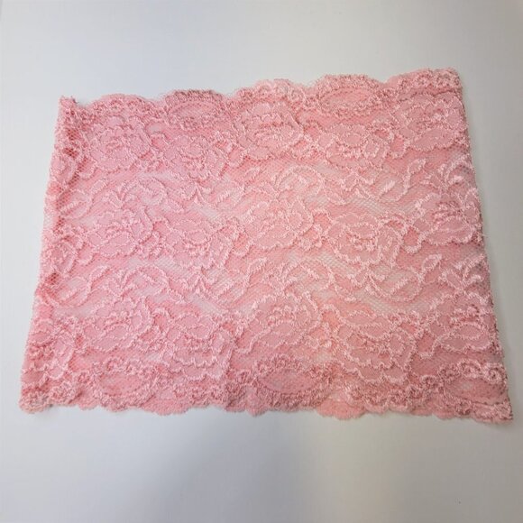 Pink See Through Elastic Lace Bandeau Strapless Lace Tube Top Lace Crop Top - Picture 7 of 9